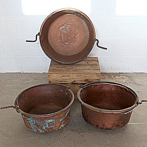Large Copper Pots x 3