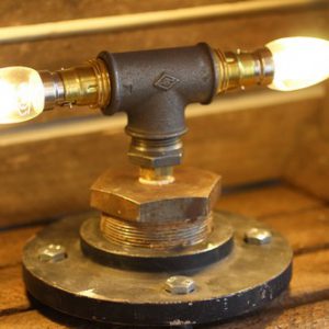 Industrial Table or Wall Light With 6" Base