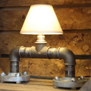 Pipe Table Light With Cream Shade