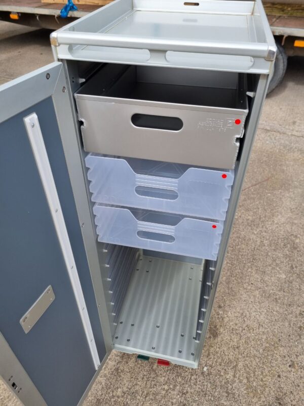 Grey catering trolley